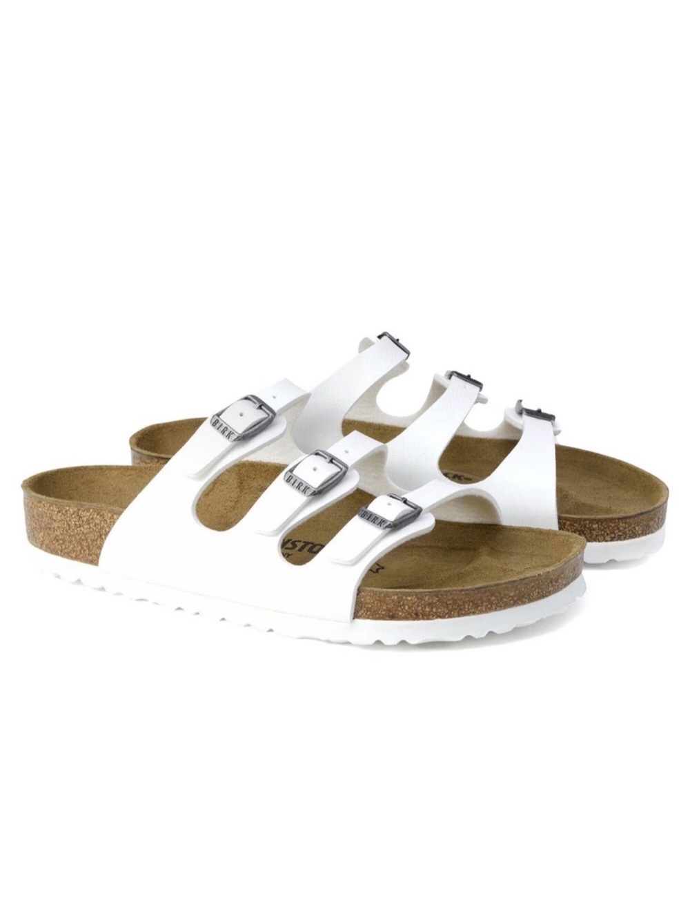 Birkenstock Florida Birko-Flor Womens Sz 41 US 10 White Three Straps Sandals
